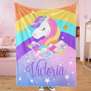 Custom Name Unicorn Velveteen Plush Blanke