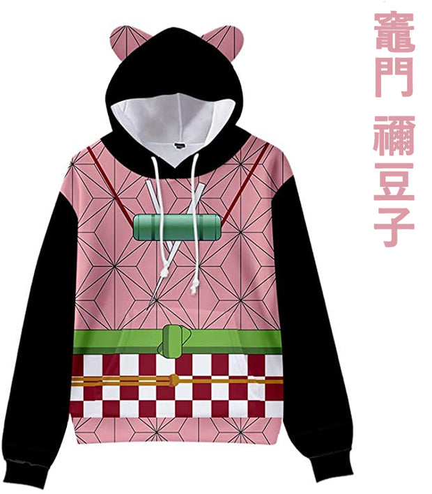 ★鬼滅の刃風★子供用 キッズ パーカー 猫耳 長袖 ジャケット コート コスチューム 男の子 女の子 柔らかい