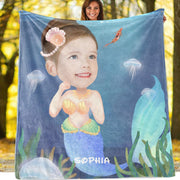 子供写真で描くオリジナル人魚ブランケットI－2枚買ったら10％OFF