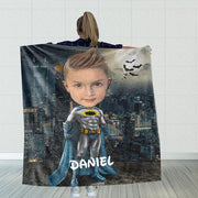 Personalized Hand-Drawing Kid's Photo Portrait Fleece Blanket VI--Made in USA!