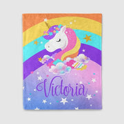 Custom Name Unicorn Velveteen Plush Blanke