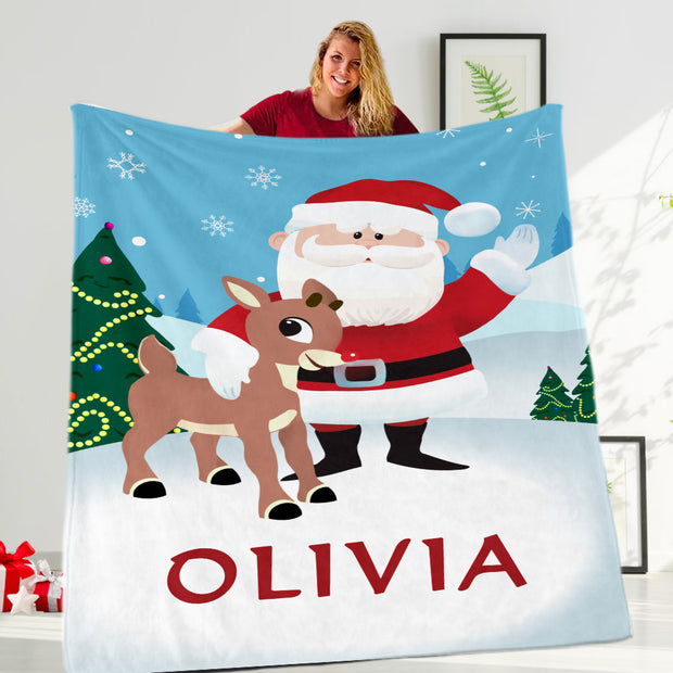 Custom CHRISTMAS SNOWMAN BLANKET with Nickname & Kids Names