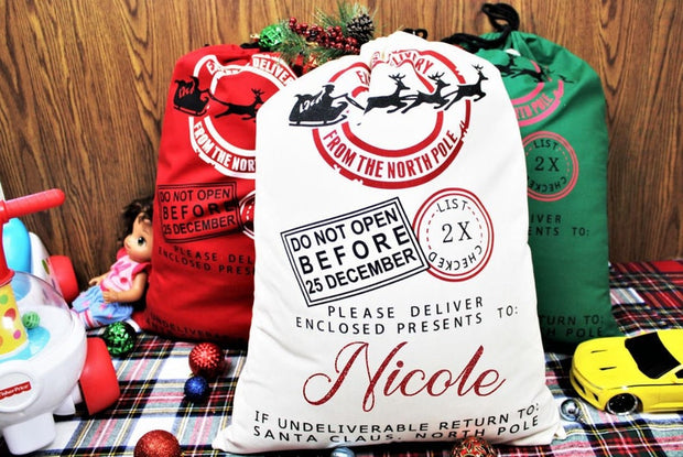 Custom Santa Sack, North Pole Express Santa Delivery Sack, Christmas gift bag,Christmas gift bag for kids, Santa Sack for gift