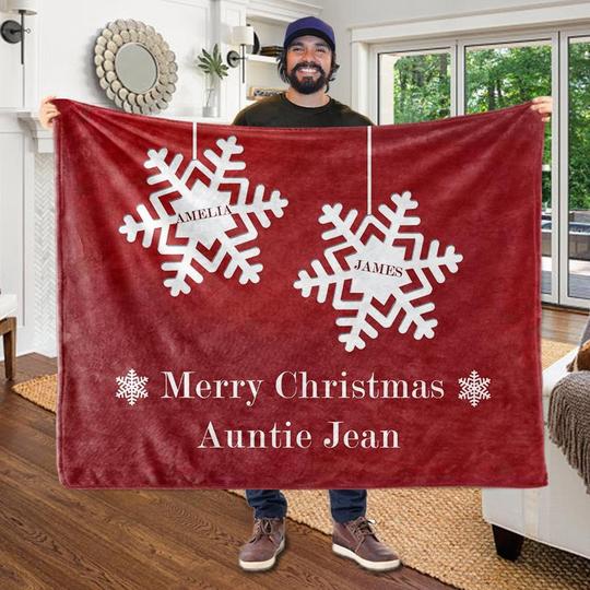 Custom CHRISTMAS SNOWMAN BLANKET with Nickname & Kids Names