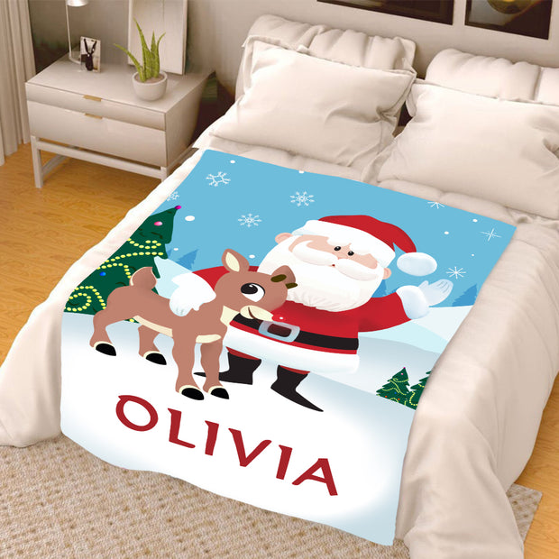 Custom CHRISTMAS SNOWMAN BLANKET with Nickname & Kids Names