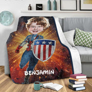 Personalized Hand-Drawing Kid's Photo Portrait Fleece Blanket II--Made in USA!