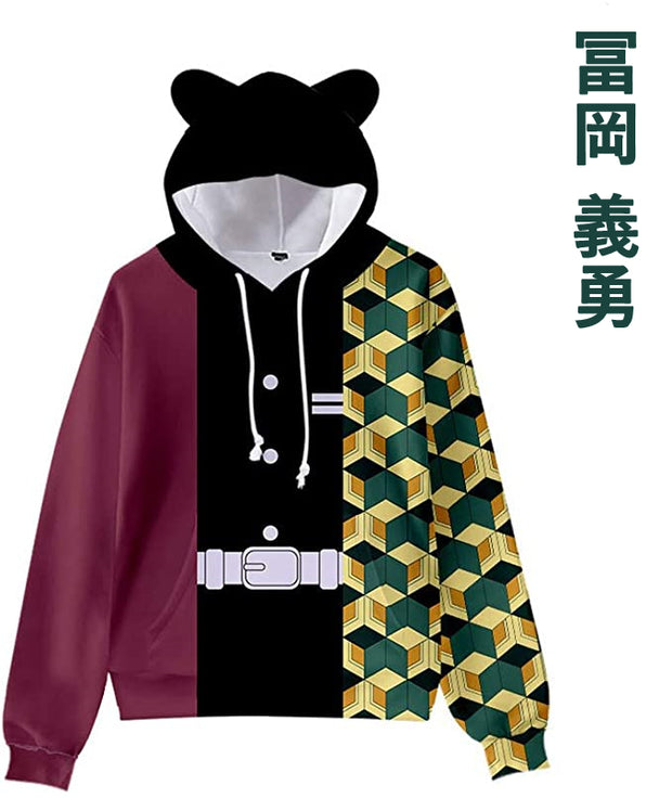 ★鬼滅の刃風★子供用 キッズ パーカー 猫耳 長袖 ジャケット コート コスチューム 男の子 女の子 柔らかい