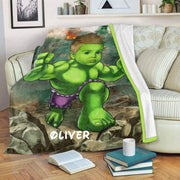 Personalized Hand-Drawing Kid's Photo Portrait Fleece Blanket III--Made in USA!