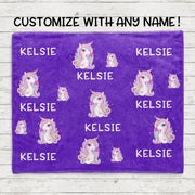 Custom Name Unicorn Velveteen Plush Blanke