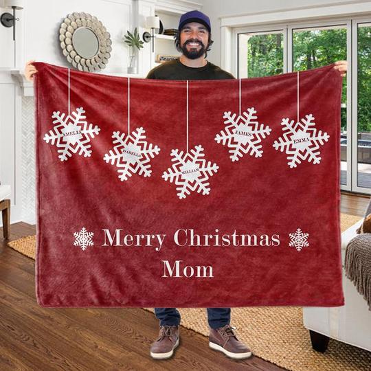 Custom CHRISTMAS SNOWMAN BLANKET with Nickname & Kids Names