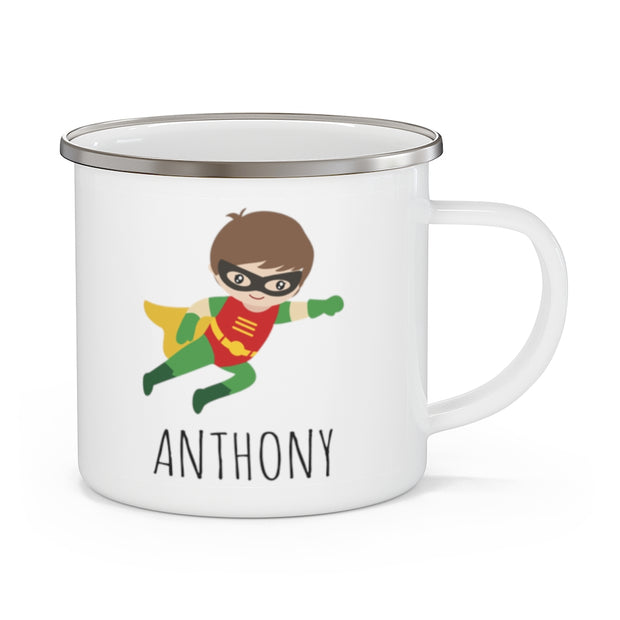 Personalized Name Hero Kid's Enamel Campfire Mug -Made in USA