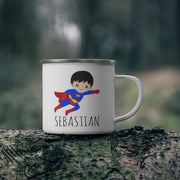 Personalized Name Hero Kid's Enamel Campfire Mug -Made in USA