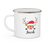 Personalised Enamel Reindeer Mug,Personalised Christmas Mug - Made In USA