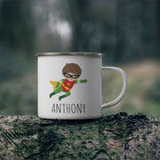 Personalized Name Hero Kid's Enamel Campfire Mug -Made in USA