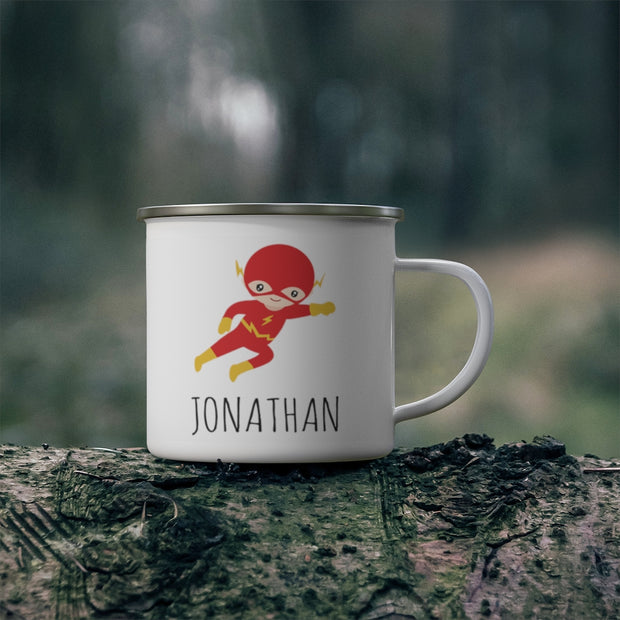 Personalized Name Hero Kid's Enamel Campfire Mug -Made in USA