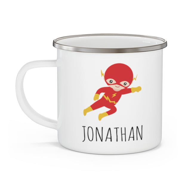 Personalized Name Hero Kid's Enamel Campfire Mug -Made in USA