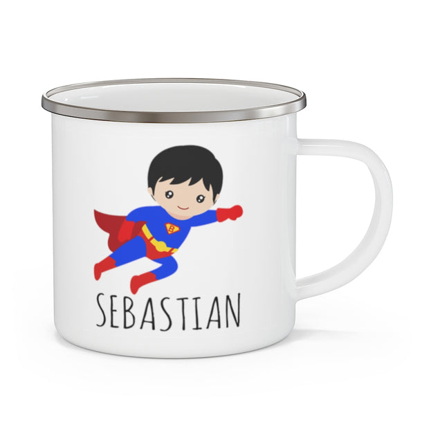 Personalized Name Hero Kid's Enamel Campfire Mug -Made in USA