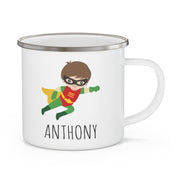 Personalized Name Hero Kid's Enamel Campfire Mug -Made in USA