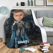 Personalized Hand-Drawing Kid's Photo Portrait Fleece Blanket VI--Made in USA!