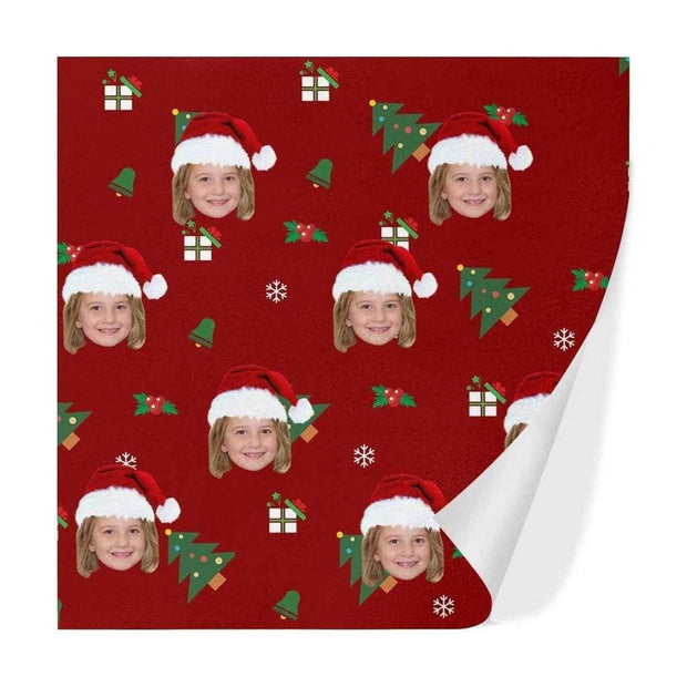 Custom Gift Wrapping Paper with Face Personalized Merry Christmas